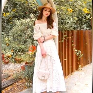 Set of 2: Cropped crochet top and crochet maxi skirt